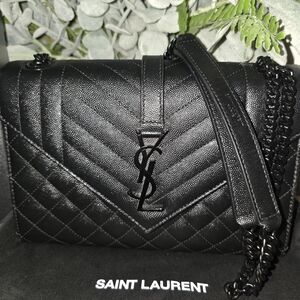 Saint Laurent Black Chevron Shoulder Bag